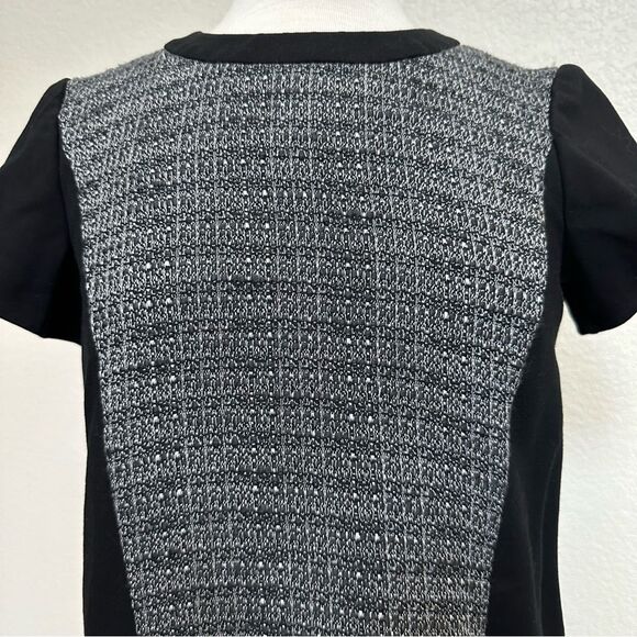 Madewell Black and Grey Tweed Knee Length Swing Dress - Women Size 4 - Picture 2 of 7